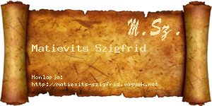 Matievits Szigfrid névjegykártya